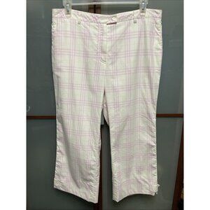 Burberry Golf Y2K Womens Zipper Fly Mid Rise Nova Check Pants White Pink Size 8
